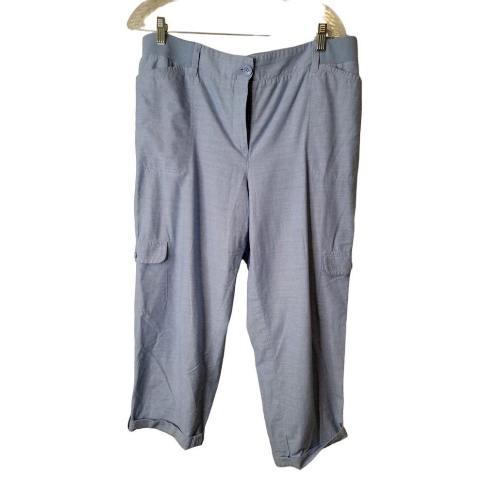 Talbots Size 14 Womens Pants Blue Cargo Straight Leg Cotton